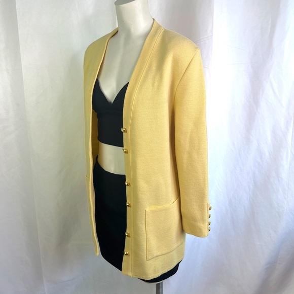 LAINE ET MAILLE VINTAGE OVERSIZED CARDIGAN  WOOL BUTTON DOWN SWEATER GOLD BUTTON - Picture 4 of 12